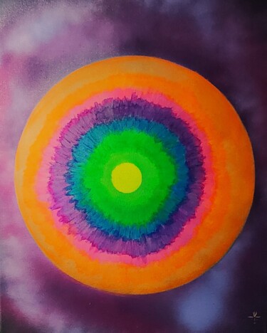 Schilderij getiteld "Loveburst" door Troy Wilson-Ripsom, Origineel Kunstwerk, Acryl Gemonteerd op Frame voor houten brancard