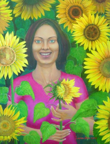 JEUNE FEMME AUX TOURNESOLS