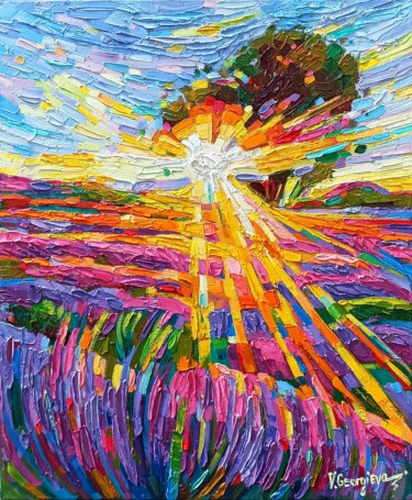 Lavender sing 4 Schilderij getiteld "Lavender sing 4" door Vanya Georgieva, Origineel Kunstwerk, Olie Gemonteerd op Frame voor houten branca…