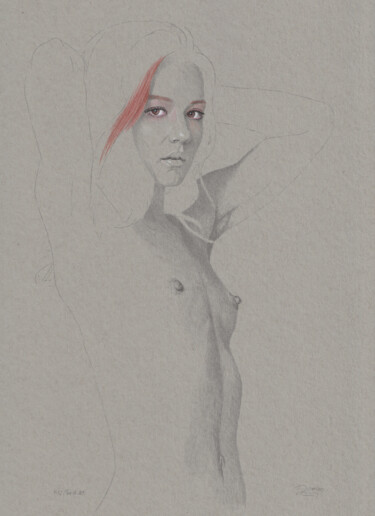 图画 标题为“"Pose Nr.29 (18.52)"” 由Walter Roos, 原创艺术品, 铅笔