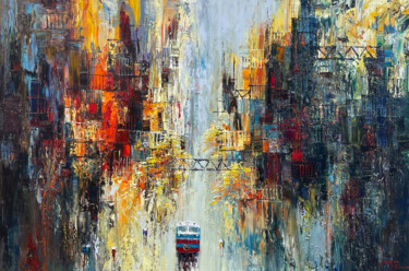 Afternoon train Peinture intitulée "Afternoon train" par Ngoc Quan Le, Œuvre d'art originale, Huile