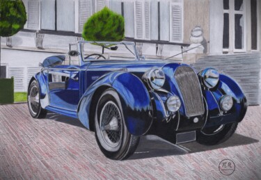 图画 标题为“Talbot-Lago T150-C” 由Pierre Bayet, 原创艺术品, 铅笔