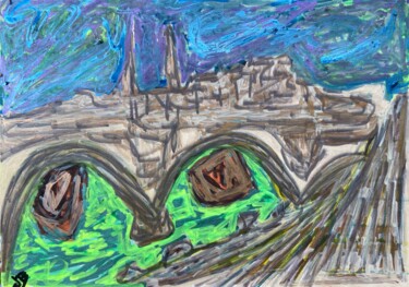 绘画 标题为“Pont - Neuf Paris” 由Jorge Orellana Benado, 原创艺术品, 标记