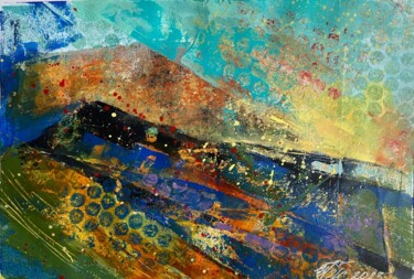 Painting titled "Sunset" by Natasha Zhukova, Original Artwork, Acrylic Mounted on Cardboard