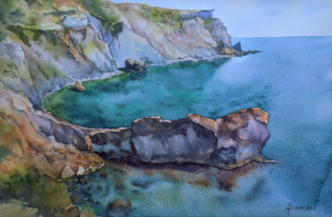 In a turquoise frame Painting titled "In a turquoise frame" by Galina Yarovikova, Original Artwork, Watercolor