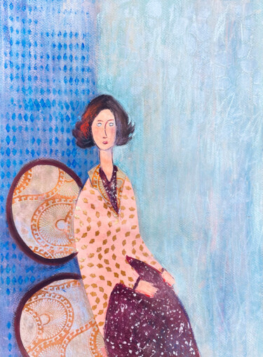 Painting titled "Girl and a chair" by Ksenia Lutsenko, Original Artwork, Collages