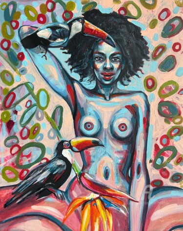 绘画 标题为“African woman with…” 由Julia Brinkfrau, 原创艺术品, 丙烯