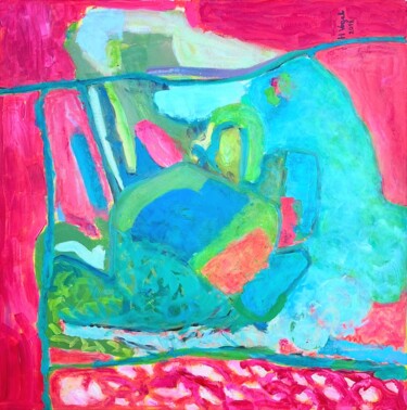 JARIN ABSTRAIT - ABSTRACT GARDEN Peinture intitulée "JARIN ABSTRAIT - AB…" par Helene Vogel, Œuvre d'art originale, Acrylique Monté sur Châssis en bois
