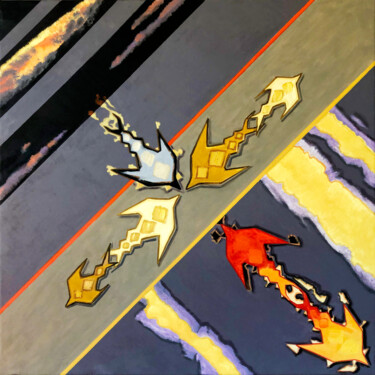VOL AU-DESSUS DE GRIS II, FLUG ÜBER GRAU, VLUCHT OVER GRIJS Painting titled "VOL AU-DESSUS DE GR…" by Andrés Calderón Sánchez, Original Artwork, Oil