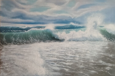 Peinture intitulée "Wave" par Artem Kolesnikov, Œuvre d'art originale, Huile Monté sur Châssis en bois