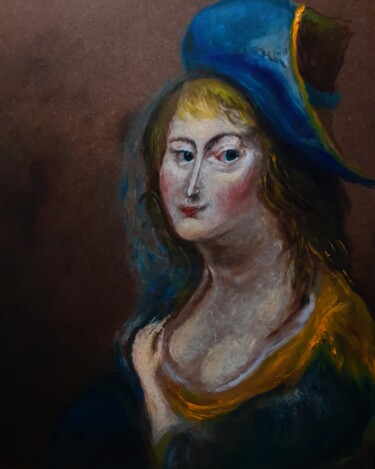 After Paulus Moreese, a Young Woman with a Hat 绘画 标题为“After Paulus Morees…” 由Amazeigh Bouzékri, 原创艺术品, 油