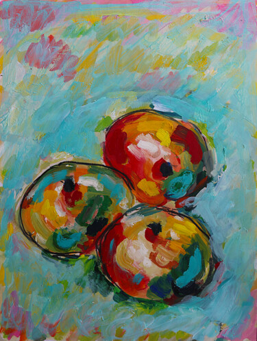 Peinture intitulée "exDes pommes pour l…" par Jean Mirre, Œuvre d'art originale, Huile