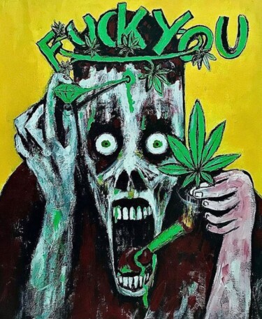 Painting titled "Greenstein" by Vaxo Lang, Original Artwork, Acrylic