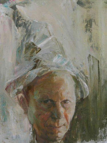 Painting titled "man in a metal foil…" by Mishyra Vladimir, Original Artwork, Oil