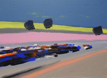 Peinture intitulée "Peloton cycliste II" par Laurent Gilbert, Œuvre d'art originale, Acrylique Monté sur Châssis en bois