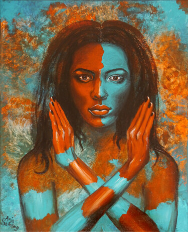 Malerei mit dem Titel "Amazone Myrina" von Anja Semling, Original-Kunstwerk, Acryl Auf Keilrahmen aus Holz montiert