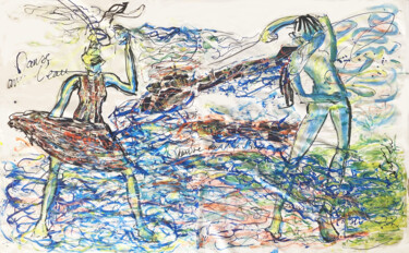 Peinture intitulée "DANSE AVEC L'EAU" par Patmoli, Œuvre d'art originale, Acrylique