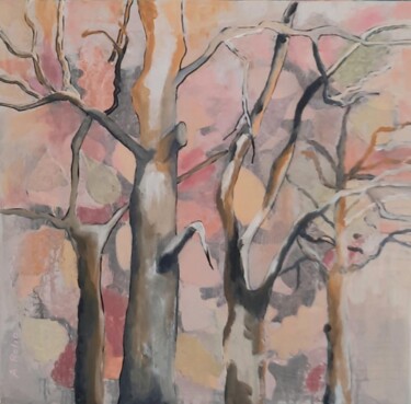 arbres feuilles Peinture intitulée "arbres feuilles" par Agnes Rolin, Œuvre d'art originale, Acrylique Monté sur Panneau de bois