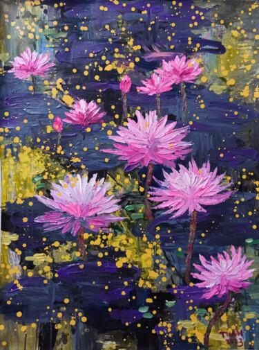 Water lily Flower of purity 22 Painting titled "Water lily Flower o…" by Anh Tuan Le, Original Artwork, Acrylic