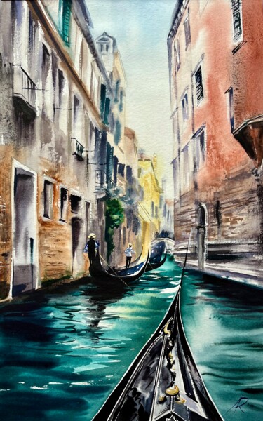 Through the Canals of Venice-2, Venice Peinture intitulée "Through the Canals…" par Ira Popovych, Œuvre d'art originale, Aquarelle