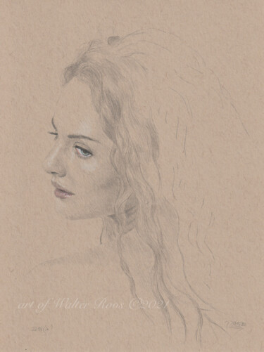 Drawing titled ""Irina Nr.1 (22:06)"" by Walter Roos, Original Artwork, Pencil