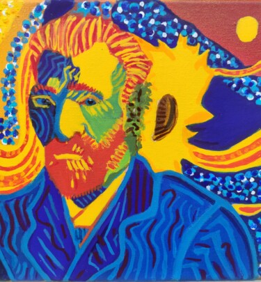 Painting titled "Van Gogh et son ore…" by Artedelph, Original Artwork, Acrylic Mounted on Wood Stretcher frame