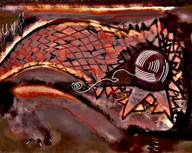 Digitale Kunst getiteld "TERRE DE FEU" door Solune, Origineel Kunstwerk, Digitaal Schilderwerk