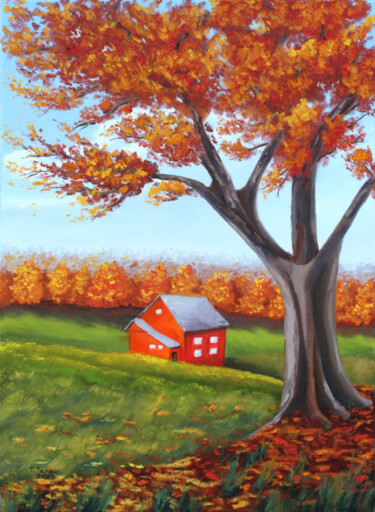"The red autumn" Painting titled ""The red autumn"" by Tetiana Teresh, Original Artwork, Oil