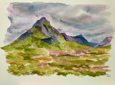 Peinture intitulée "Glencoe en majesté" par Véronique Crombé, Œuvre d'art originale, Aquarelle