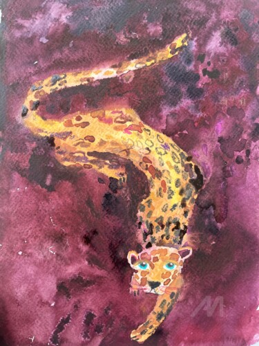 绘画 标题为“Leopard” 由Valentina Pushkareva, 原创艺术品, 水彩