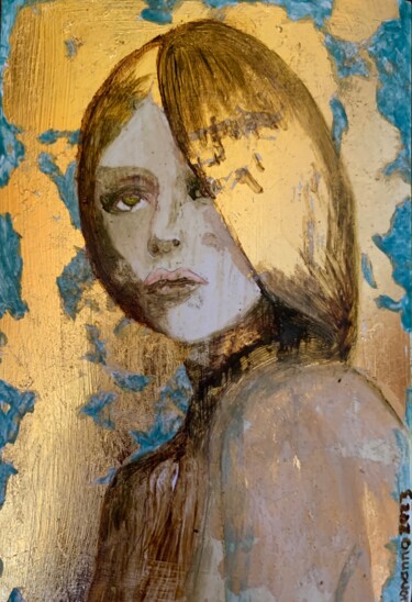 Peinture intitulée "Chrysicolla" par Lisbeth Buonanno, Œuvre d'art originale, Huile