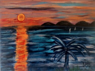 Malerei mit dem Titel "Un coucher" von Brigitte Kölli, Original-Kunstwerk, Acryl