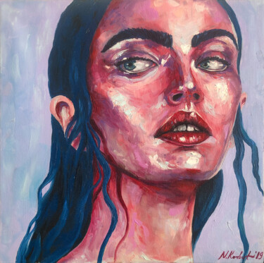 Painting titled "Serenity" by Natali Korbut, Original Artwork, Oil Mounted on Wood Stretcher frame