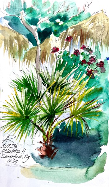 제목이 "Palms in Atlantis,…"인 미술작품 Ira Popovych로, 원작, 수채화