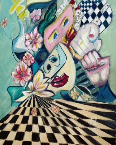 Pittura intitolato "Scène de ménage" da Kamspaint, Opera d'arte originale, Acrilico Montato su Telaio per barella in legno