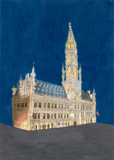 图画 标题为“Dessin de l'hôtel d…” 由Sandrine Borgniet, 原创艺术品, 铅笔