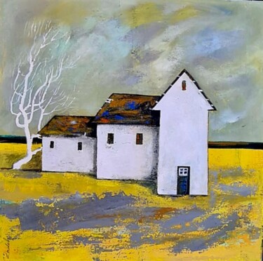 제목이 "HOUSE IN YELOW LAND"인 미술작품 Lidia Zadeh Petrescu로, 원작, 아크릴