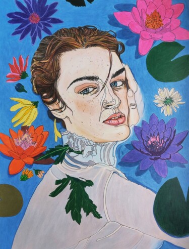 Drawing titled "Ophélie n°6" by Sandrine Borgniet, Original Artwork, Pencil
