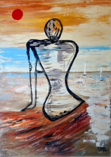 Schilderij getiteld "Sehnsuchtig" door Brigitte Kölli, Origineel Kunstwerk, Acryl