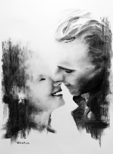 Zeichnungen mit dem Titel "Scent of a Woman" von Boytsov, Original-Kunstwerk, Kohle