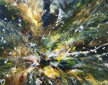 绘画 标题为“SPLASH” 由Sandrine Roux, 原创艺术品, 丙烯 安装在木质担架架上