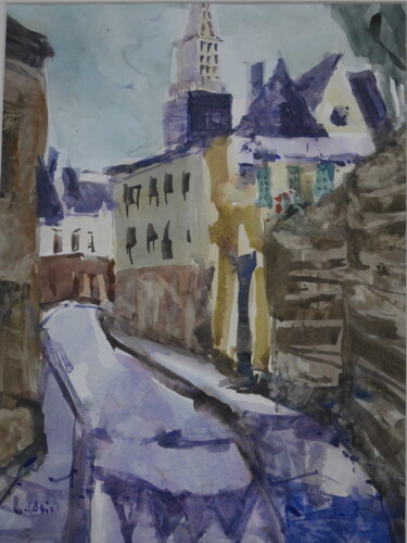 Peinture intitulée "BOURG DE KERVIGNAC" par Gildas Cadic, Œuvre d'art originale, Aquarelle