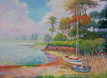 Pintura titulada "Crique à Loc Tudy,…" por Jm Guenard, Obra de arte original, Oleo