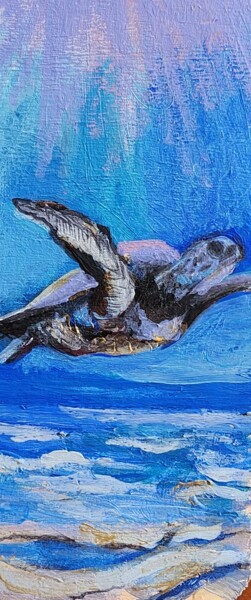 Tortue Peinture intitulée "Tortue" par Valérie Blum (Valery), Œuvre d'art originale, Acrylique Monté sur Panneau de bois