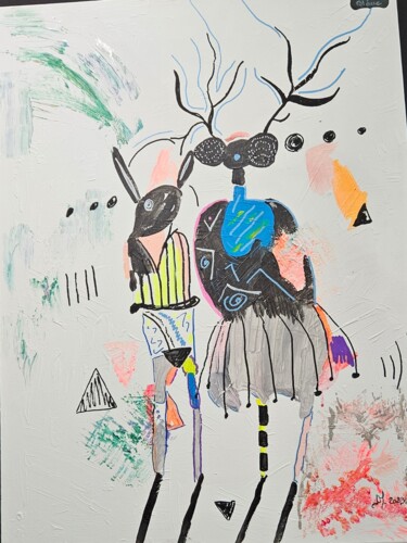 Peinture intitulée "Le couple de la for…" par Isabelle Mahaut, Œuvre d'art originale, Acrylique
