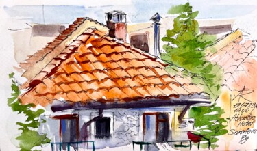 From My Balcony view sketch, Atlantis, Sarafovo, Bulgaria 🇧🇬 Painting titled "From My Balcony vie…" by Ira Popovych, Original Artwork, Watercolor