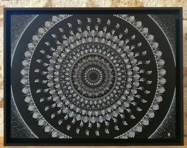 Painting titled "Nyx" by Marion Gaubert, Original Artwork, Acrylic Mounted on Cardboard