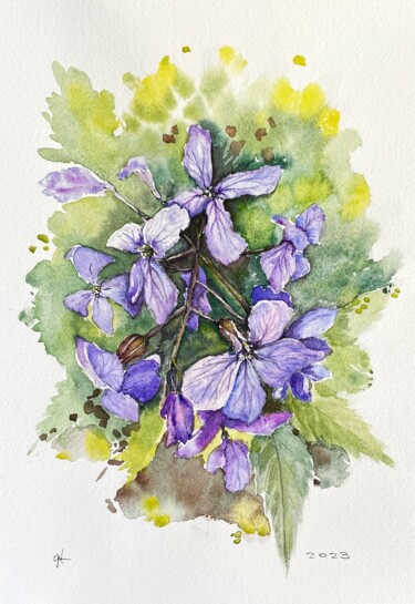 绘画 标题为“Cardamine bulbifera” 由Yanina Kalinichenko, 原创艺术品, 水彩