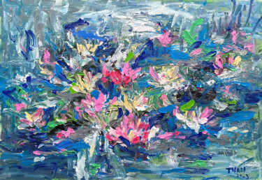 Water lily, Flower of purity 34 Painting titled "Water lily, Flower…" by Anh Tuan Le, Original Artwork, Acrylic