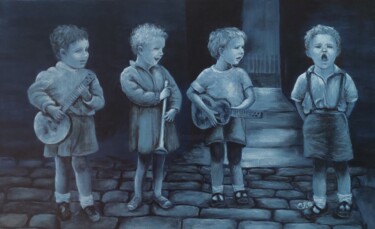 「Orchestre en herbe」というタイトルの絵画 Colette Tournierによって, オリジナルのアートワーク, アクリル